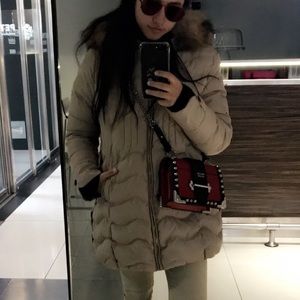 Beige/brown faux fur jacket